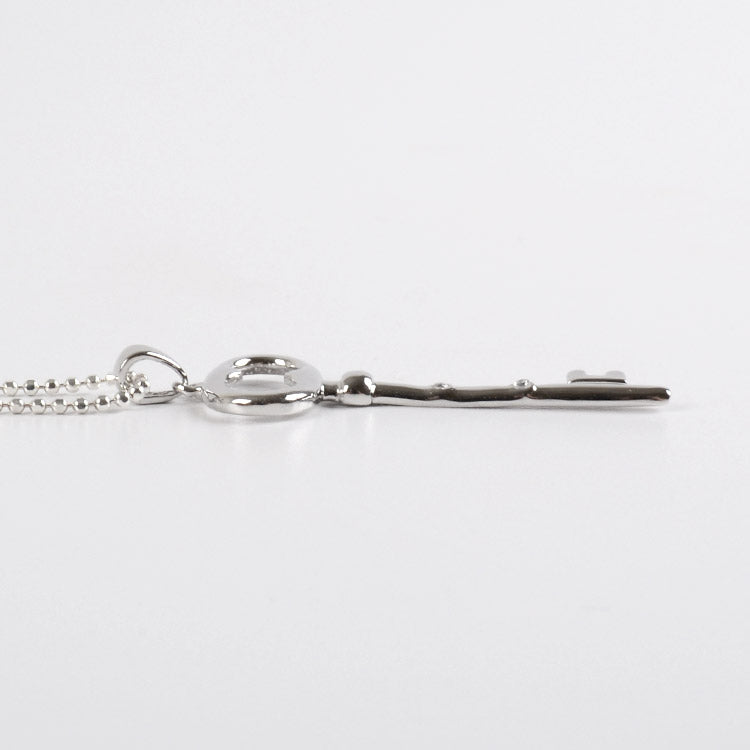 Silver Key with CZ Necklace