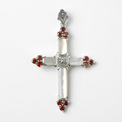 Ornate Mother-of-Pearl Cross Pendant