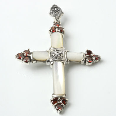 Ornate Mother-of-Pearl Cross Pendant