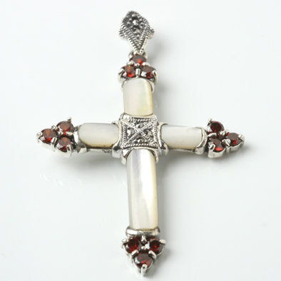 Antique Mother of Pearl Cross Necklace by Ancient Influences – Gem Set Love