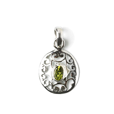 Oval Peridot Silver Pendant