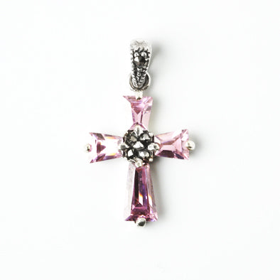 Pink Gemstone Cross Pendant