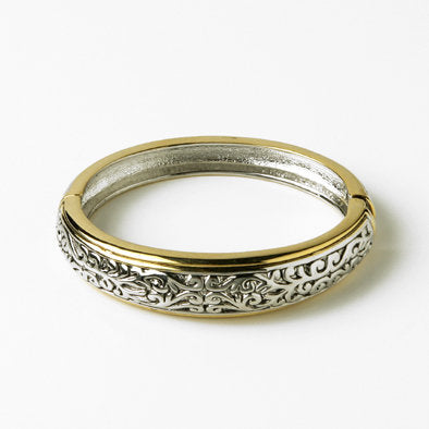 Two-tone Etched Bangle Bracelet