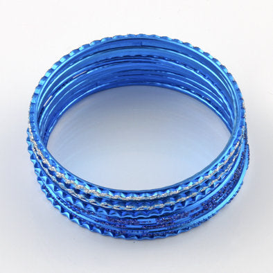 Blue Glitter Fashion Bangle Bracelet Set