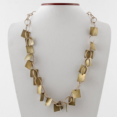 Bronze and Brass Chain Necklace and Earrings Set