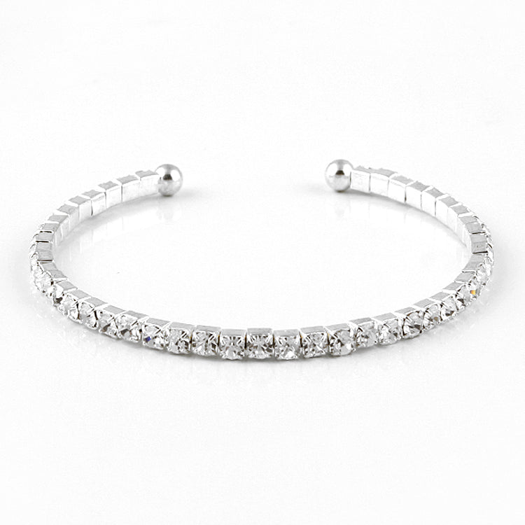 Crystal Silver Bangle Bracelet