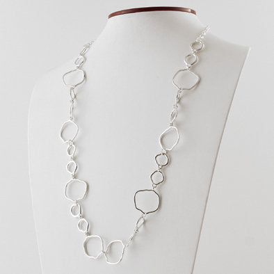 Unique Silver Chain Necklace and Earrings Set