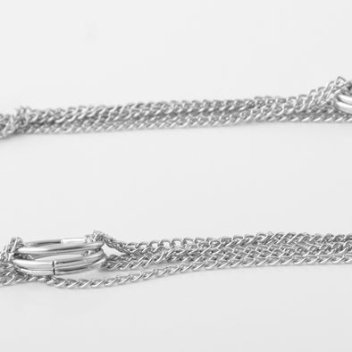 Silver Ovals and Chains Necklace and Earrings Set