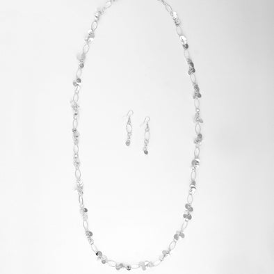 Sparkling Silver Chain Necklace and Earrings Set