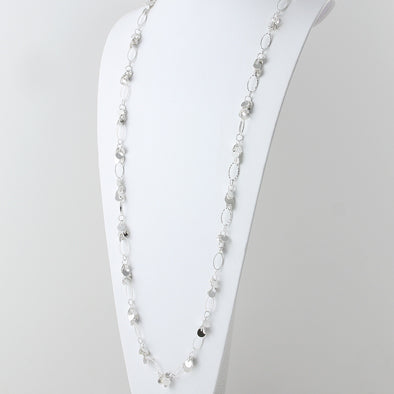 Sparkling Silver Chain Necklace and Earrings Set