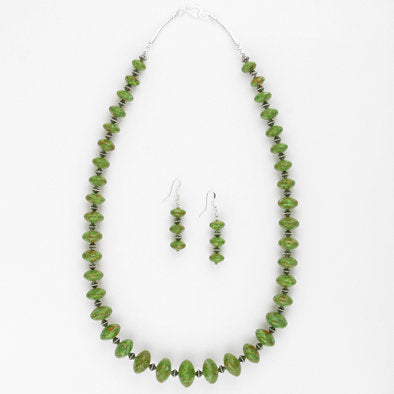 Saucer Mojave Green Turquoise Necklace and Earrings Set