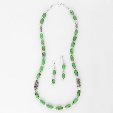 Green Royston Turquoise Earrings and Necklace Set