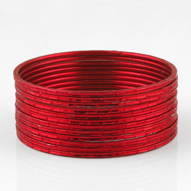 Red Sparkle Fashion Bangle Bracelet Set