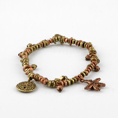 Bronze and Brass Seaside Charm Stretch Bracelet