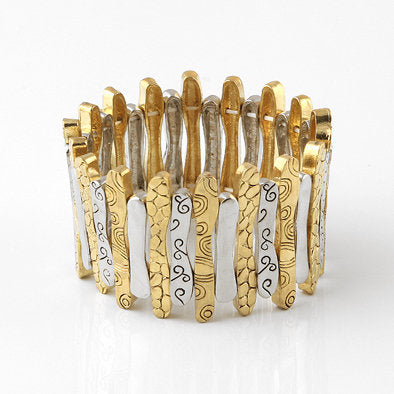 Doodles Gold and Silver Stretch Bracelet