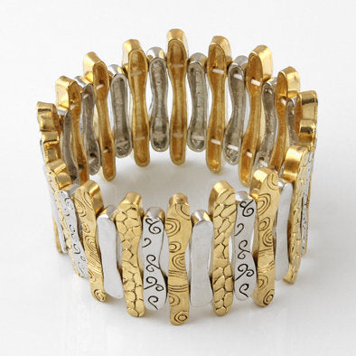 Doodles Gold and Silver Stretch Bracelet