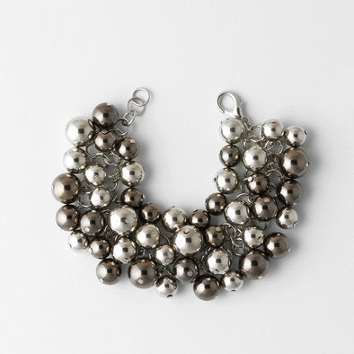 Dark and Light Silver Spheres Bracelet