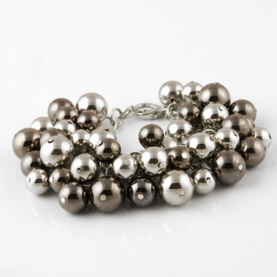 Dark and Light Silver Spheres Bracelet
