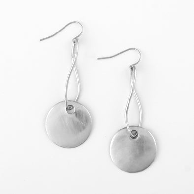 Silver Metal Disk Fashion Earrings