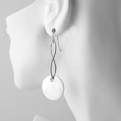 Silver Metal Disk Fashion Earrings