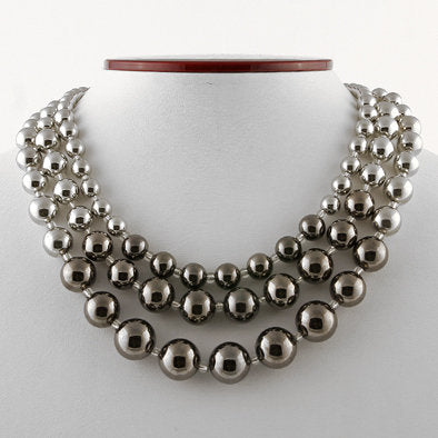 Dark and Light Silver Layered Necklace and Earrings Set