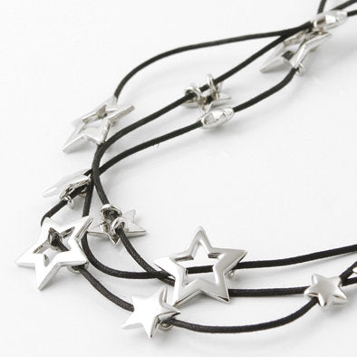 Silver Stars Layered Necklace and Earrings Set