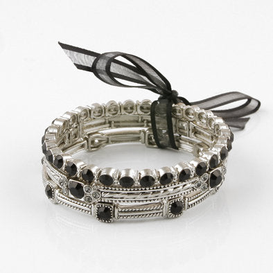 Silver and Black Fashion Bracelet Set