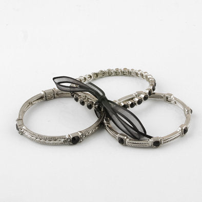 Silver and Black Fashion Bracelet Set