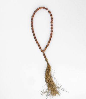 Brown Glass Rosary with Tassel