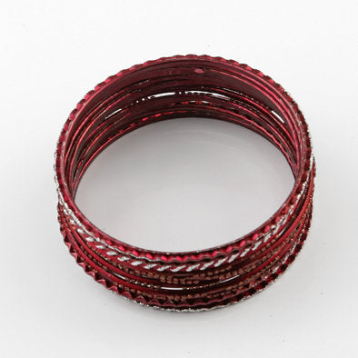 Red Glitter Fashion Bangle Bracelet Set