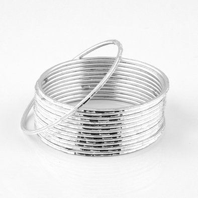 Silver Sparkle Fashion Bangle Bracelet Set