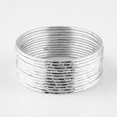 Silver Sparkle Fashion Bangle Bracelet Set