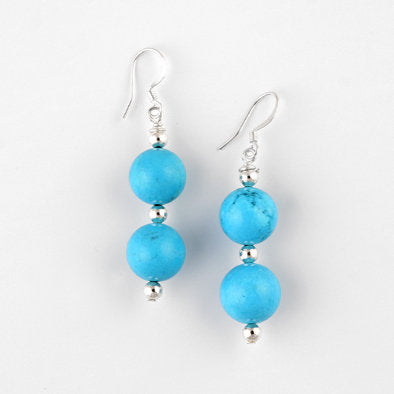Bright Turquoise Beads Hook Earrings