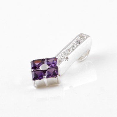 Four Square Amethyst CZ Pendant