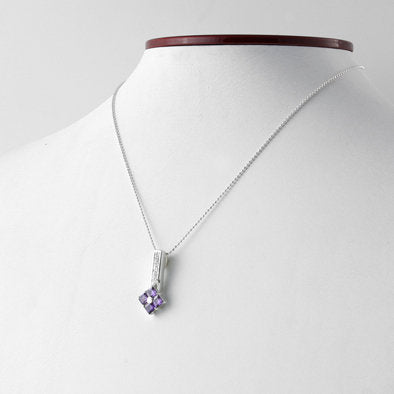 Four Square Amethyst CZ Pendant