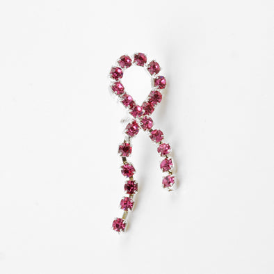 Pink Ribbon Breast Cancer Awareness Pin with Austrian Crystals