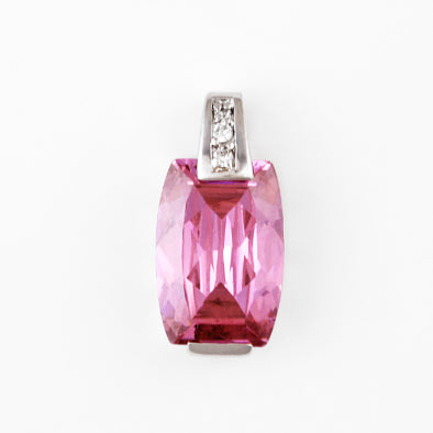 Sparkling Pink Rectangle CZ Pendant