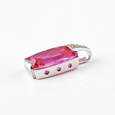 Sparkling Pink Rectangle CZ Pendant