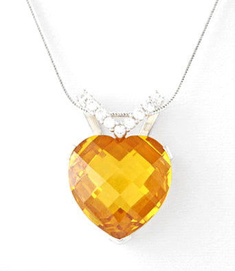 Topaz CZ Heart Pendant Necklace