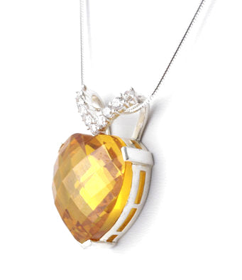 Topaz CZ Heart Pendant Necklace