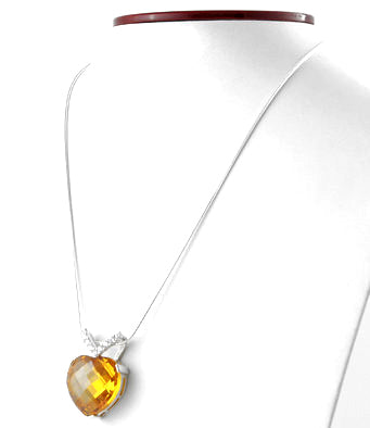 Topaz CZ Heart Pendant Necklace