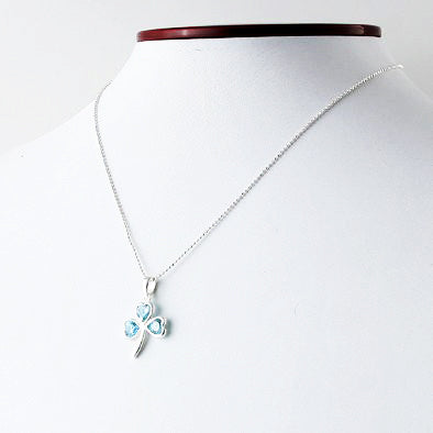 Blue Topaz Silver Clover Pendant