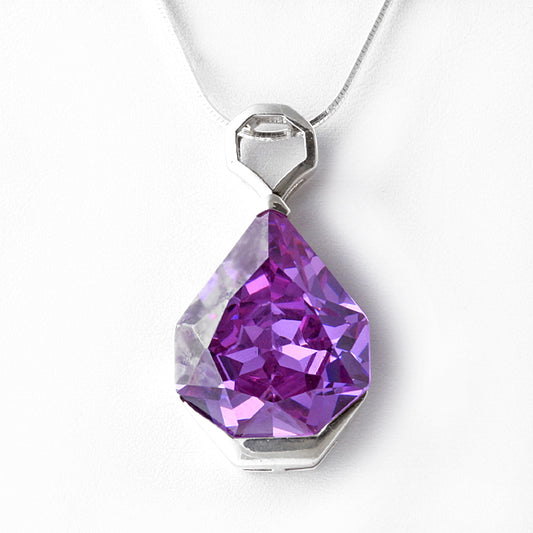 Lavender CZ Teardrop Pendant Necklace