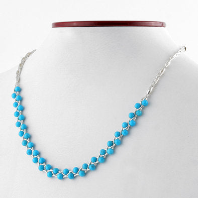 Sterling Silver and Turquoise Beads Necklace