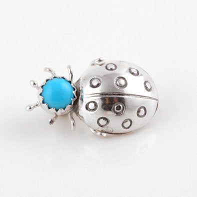 Silver Turquoise Lady Bug Pin