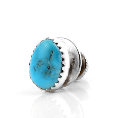 Real Turquoise Silver Tie Pin