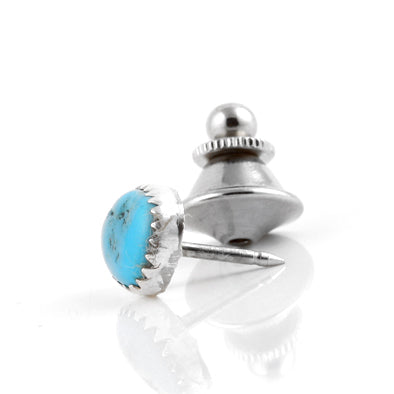 Real Turquoise Silver Tie Pin