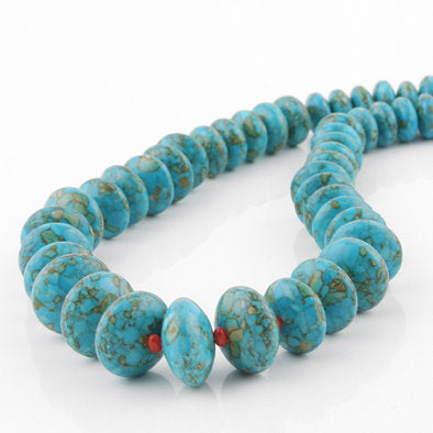 Green Turquoise with Coral Spacers Necklace