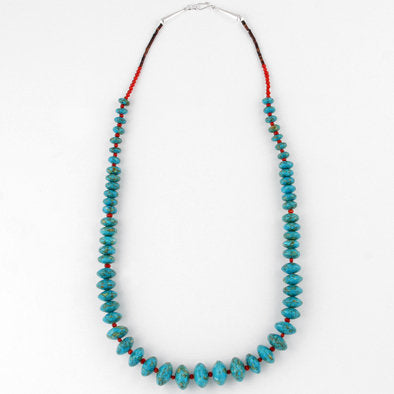 Green Turquoise with Coral Spacers Necklace