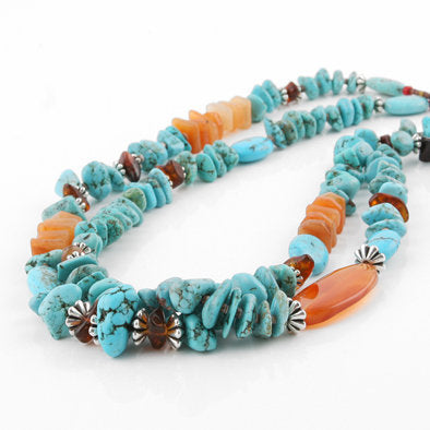 Turquoise Carnelian and Red Jasper Necklace